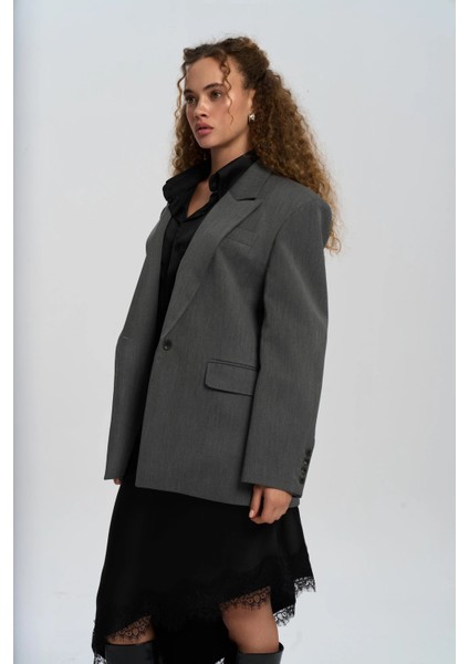 Mai, Collection Catroux Gömlek Yaka Detaylı Füme Blazer Ceket ABMAİ0807