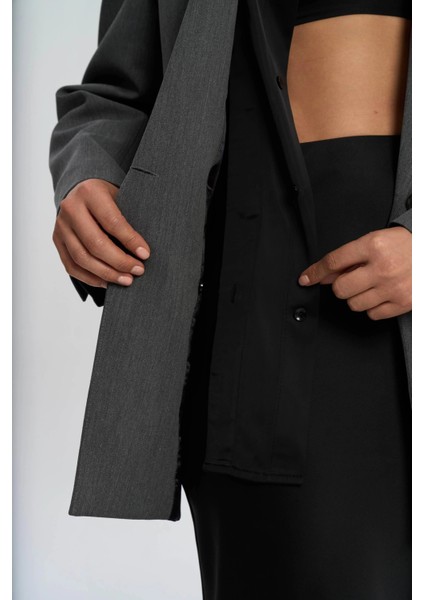 Mai, Collection Catroux Gömlek Yaka Detaylı Füme Blazer Ceket ABMAİ0807