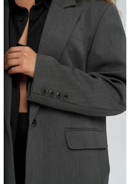 Mai, Collection Catroux Gömlek Yaka Detaylı Füme Blazer Ceket ABMAİ0807