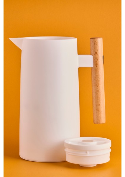 Begonia Nordic Bambu Saplı Cam Vakumlu Termos 1000 ml Beyaz modelleri