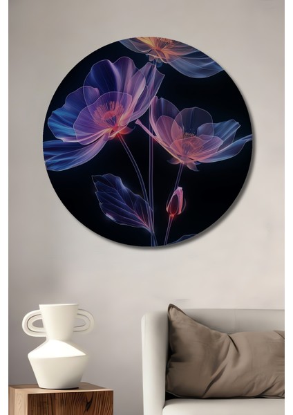 Eterik Çiçekler Ahşap Mdf Dekoratif Ev/işyeri Duvar Tablo Yuvarlak Ev/işyeri Duvar Tablo