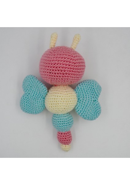 Pembe Yelek-Patik Takım ve Minik Kelebek Amigurumi Oyuncak Hediye Seti