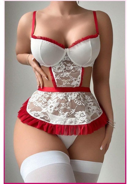 Beyaz Balenli Seksi Hizmetçi Kostüm fiyatları