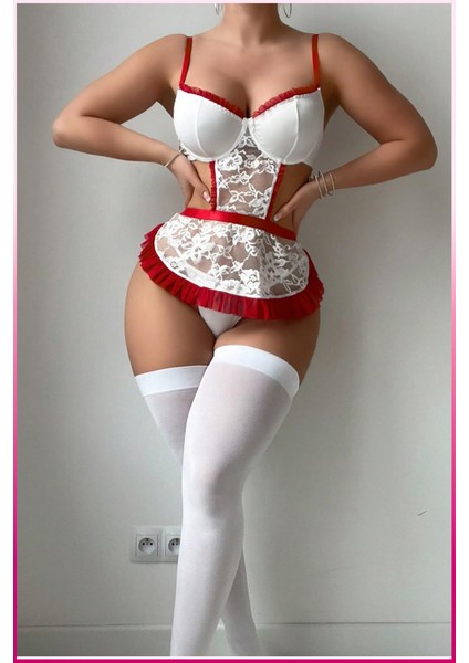 Beyaz Balenli Seksi Hizmetçi Kostüm fırsatları