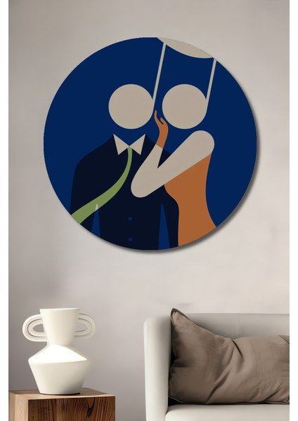 Müzik Aşkı Dekoratif Ahşap Mdf Ev/işyeri Duvar Tablo Yuvarlak Ev/işyeri Duvar Tablo