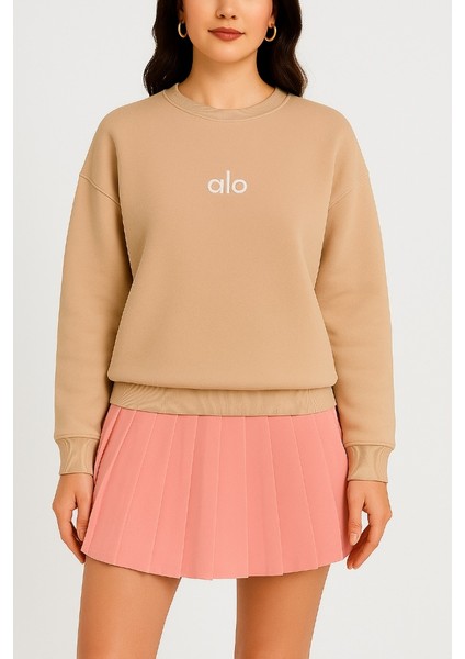 Manşetli Oversize Kadın Sweatshirt