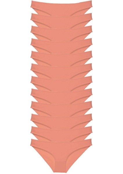 12 Adet Süper Eko Set Likralı Kadın Slip Külot Pudra