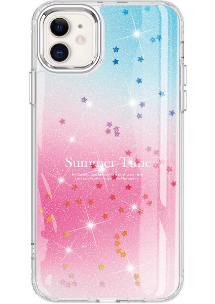 iPhone 11 Uyumlu Simli Desenli Parlak Aden Task Kapak-Pembe indirimleri