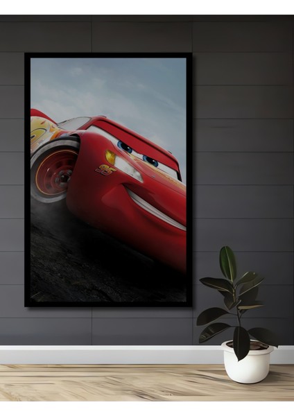 Çerçeve Görünümlü Şimşek Mcqueen Dekoratif Ahşap Mdf Ev Duvar Tablo Dikdörtgen Ev Duvar Tablo
