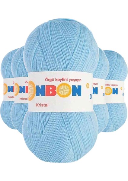 5 Adet Kristal El Örgü Lif Ipi Ufuk Mavisi 98231