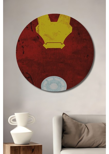 Iron Man Ahşap Mdf Dekoratif Ev/işyeri Duvar Tablo Yuvarlak Ev/işyeri Duvar Tablo
