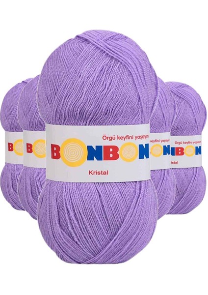 5 Adet Kristal El Örgü Lif Ipi Lila 98205