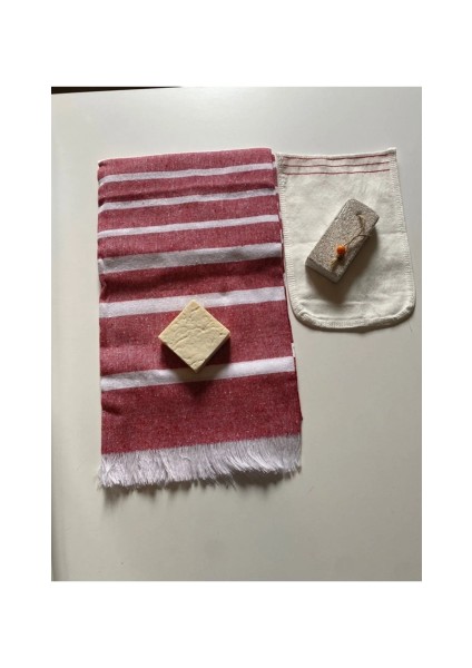 Gelin Hamamı Seti, Premium Peştemal , Ponza Topuk Taşı, Doğal Zeytinyağı Sabun, Kese 4lü Set modelleri