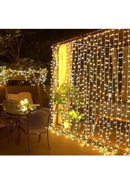 2x2 Metre 200 LED Sarı Işıklı Perde LED