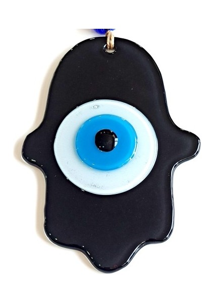 Nazar Boncuklu Siyah Fatma Ana Bereket Eli Cam Duvar Süsü