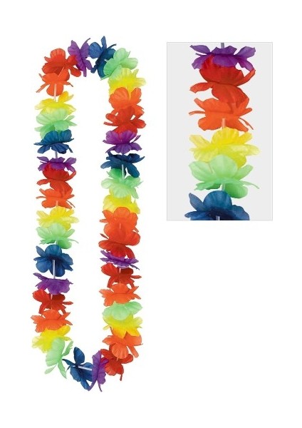 Hawaii Çiçekli Boyun Kolyesi - Renkli Tropikal Parti Leisi fırsatları