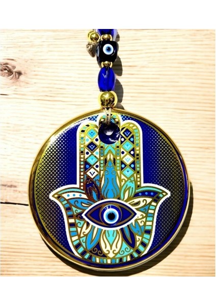 Yaldızlı Mavi Renk Fatma Ana Eli Duvar Süsü Cam Duvar Dekoru modelleri