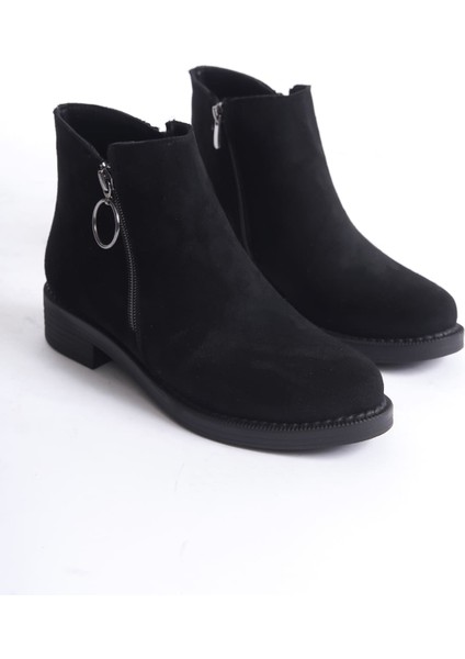 New Margaret Siyah Süet Kısa Topuklu Kadın Bot fırsatları