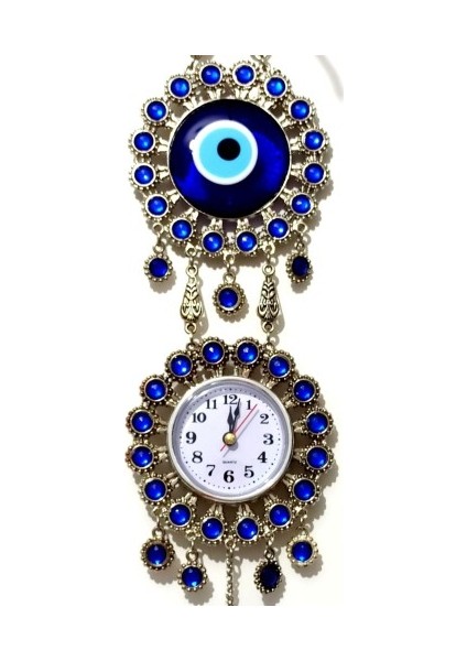 Nikel Zamak Kaplamalı Nazar Boncuklu Gümüş Rengi Mini Duvar Saati fiyatları