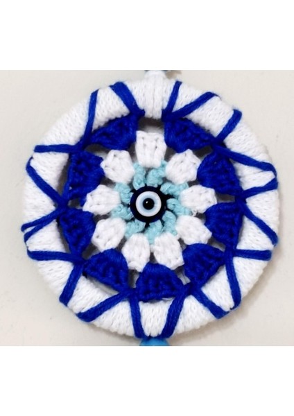 Ponponlu Nazar Boncuğu Desenli El Yapımı Mini Kapı, Duvar ve Araba Süsü modelleri