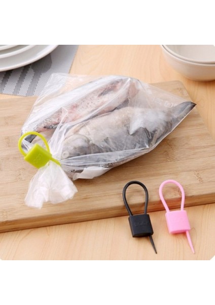 Kilit Şeklinde Silikon Kablo ve Poşet Bağlama Aparatı (3'lü Set) modelleri