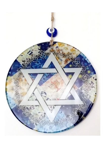 Davut Yıldızı Simgeli Füzyon Cam Duvar Süsü fiyatları