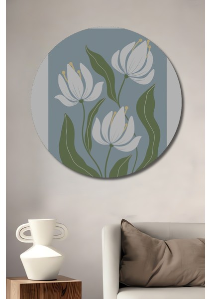 Küçük Adımlarla Lale Dekoratif Ahşap Mdf Ev/işyeri Duvar Tablo Yuvarlak Ev/işyeri Duvar Tablo