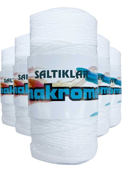 5 Adet Polyester Makrome Ipi 10 Kar Beyaz 100 gr