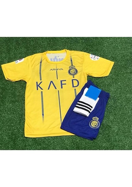 Al Nassr Fc 2023/24 Yeni Sezon Cristiano Ronaldo Çocuk Forması Şort Çorap 3'lü Set modelleri