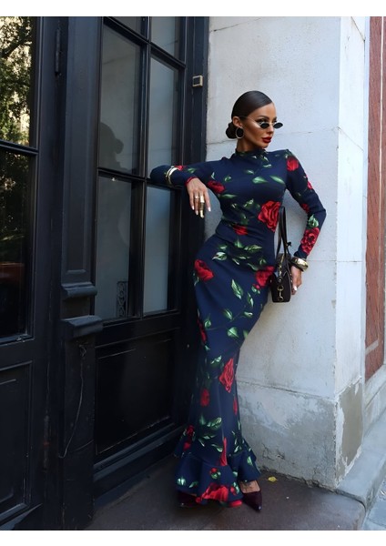 Doha Baskılı Uzun Elbise fiyatları