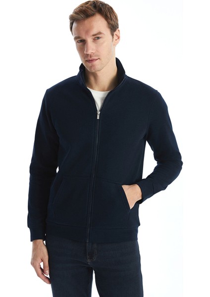 Yeni Sezon Dik Yaka Uzun Kollu Erkek Fermuarlı Sweatshirt