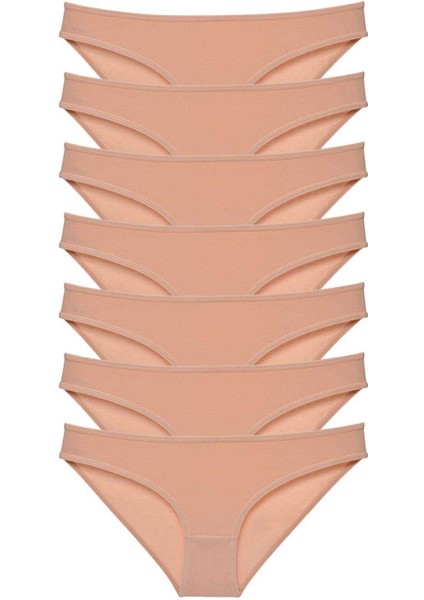 7 Adet Süper Eko Set Likralı Kadın Slip Külot Ten