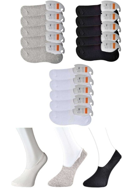 Siyah Gri ve Beyaz Erkek Babet Çorap 15 Çift