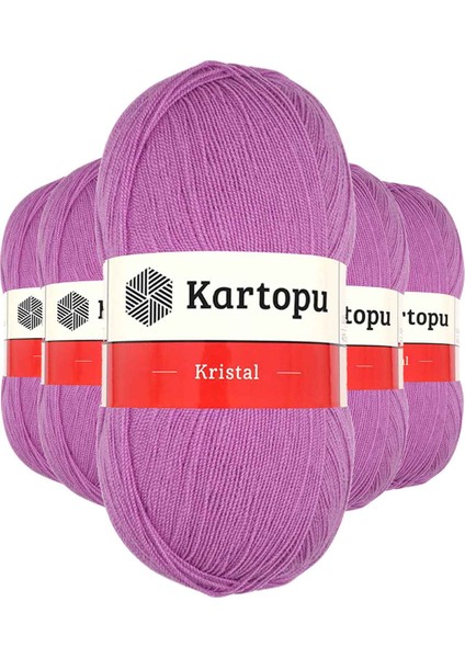 5 Adet Kristal Çift Katlı El Örgü Lif Ipi Leylak K805