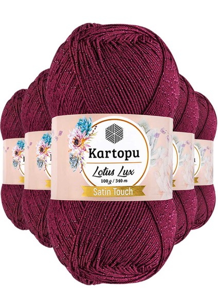 5 Adet Lotus Lux Bikini Büstiyer Bluz Simli Örgü Ipi K747 Vişne