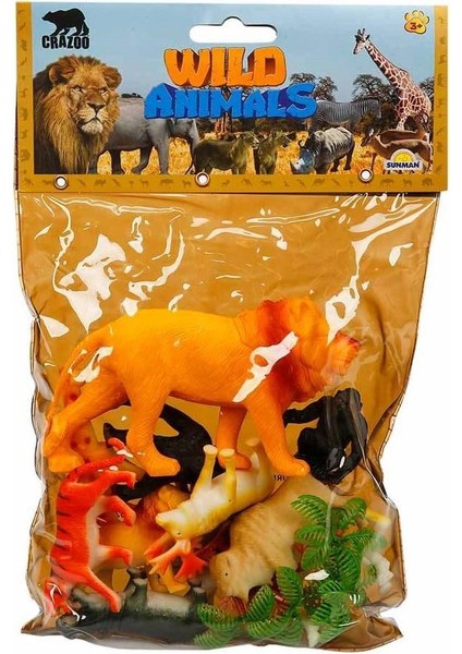 0711 Vahşi Hayvanlar Poşetli Hayvan Oyun Seti Orta Boy - Arslanlı
