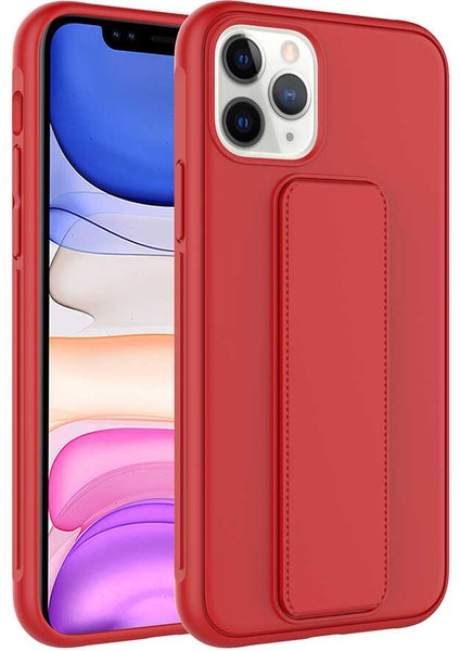 iPhone 11 Pro Max Uyumlu Aden Qstand Kapak-Kırmızı