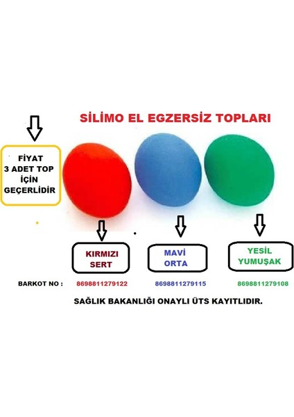 3 Lü Full Set El Bilek Parmak Güçlendirme Egzersiz Topu - Silikon Stres Topu Parmak Güçlendirme Topu fiyatları