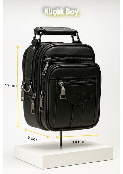 Hakiki Deri Postacı Kasalı El ve Omuz Çantası-Küçük