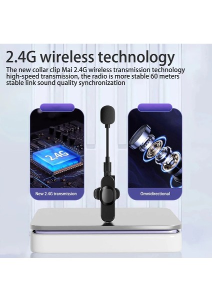 K35D Kablosuz Yaka Mikrofonu Röportaj Video Kaydı Için Type-C Girişli