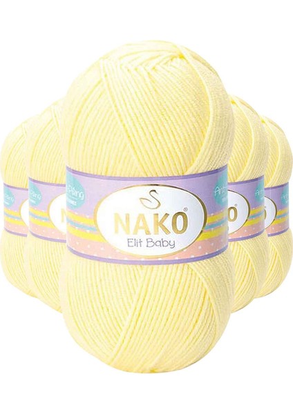 5 Adet Elite Baby El Örgü Ipi Tüylenmeyen Bebek Yünü Limonata 3664