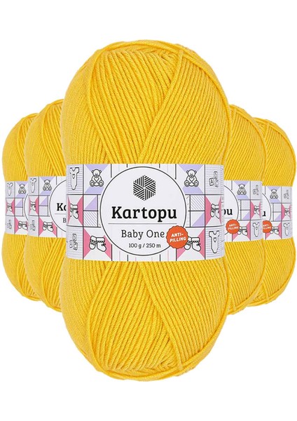 5 Adet Baby One Tüylenmeyen El Örgü Ipi Yünü Sarı K154