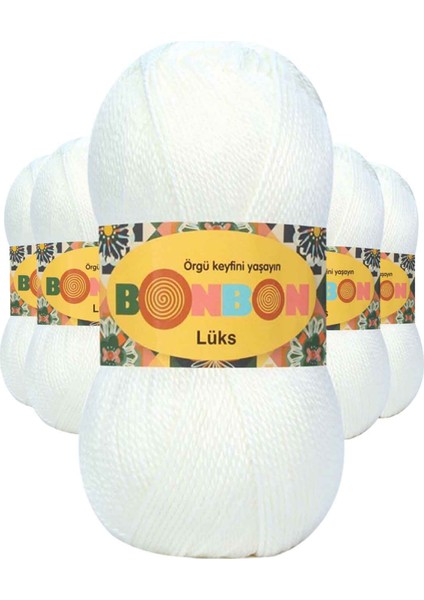 5 Adet Lüks Patik Ipi Yünü Beyaz 98200