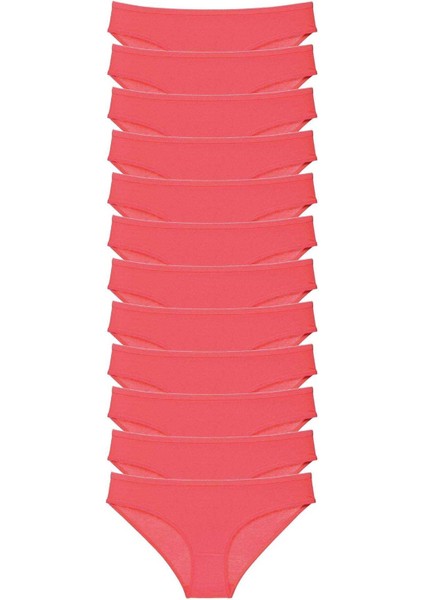 12 Adet Süper Eko Set Likralı Kadın Slip Külot Fuşya