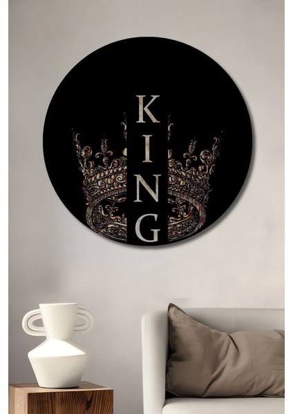 Kral Taç Ahşap Mdf Dekoratif Ev/işyeri Duvar Tablo Yuvarlak Ev/işyeri Duvar Tablo