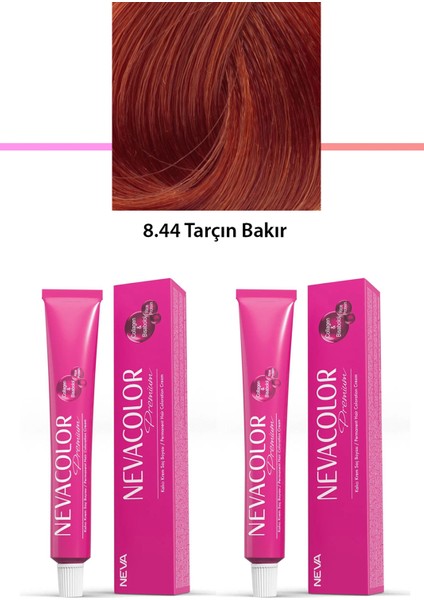2 Li Set Premium 8.44 Tarçın Bakır - Kalıcı Krem Saç Boyası 2 x 50 G Tüp