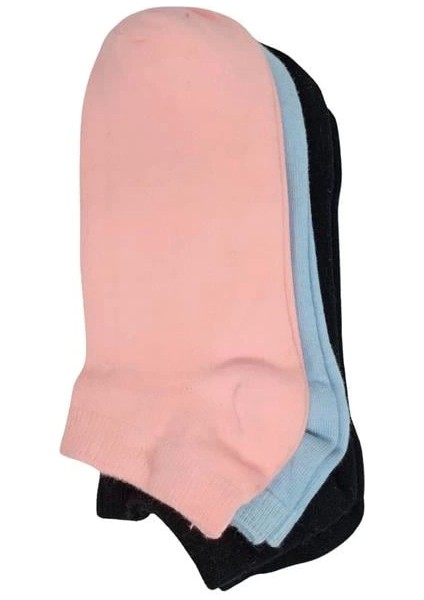 Srfn Kadın Patik Çorap 3 Lü Düz Renkli