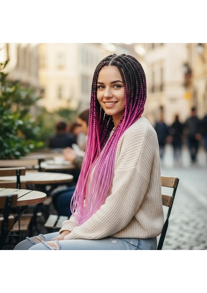 Afrika Örgüsü ve Rasta Için Sentetik Ombreli Saç / Siyah / Açık Mor / Lila