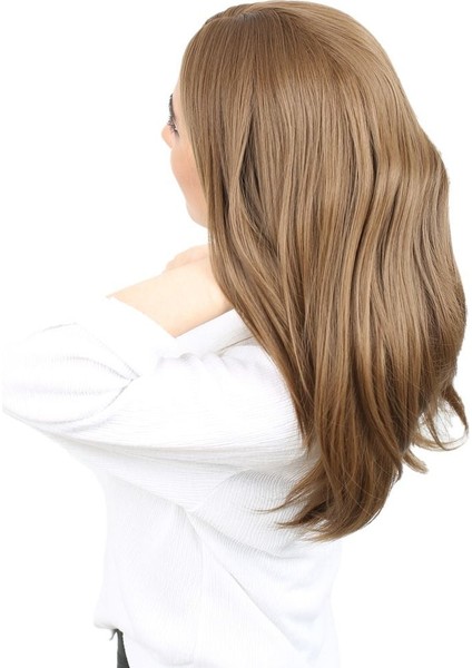 Kahkülsüz Fiber Sentetik Orta Boy Düz Peruk / Kumral modelleri