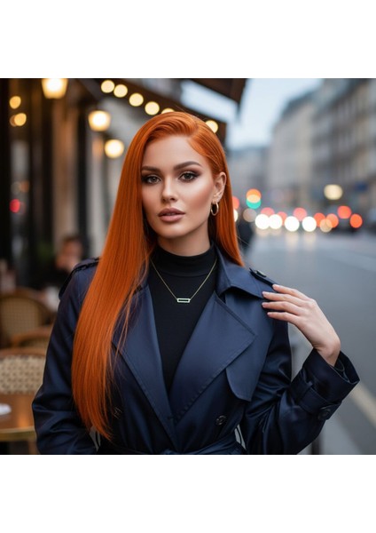 Gerçek Front Lace Tül Peruk / Düz / Canlı Bakır 70/75CM